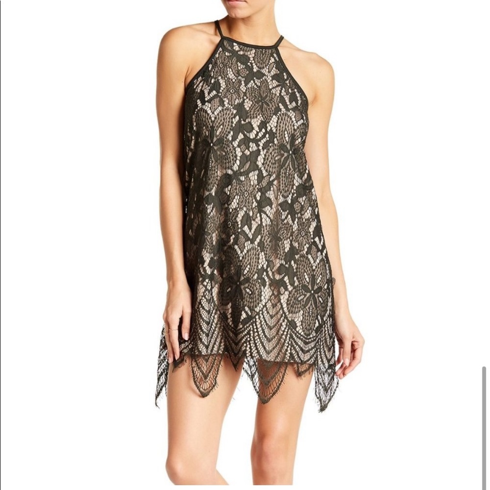 Love, Fire Sleeveless Lace Dress Black/Tan M
